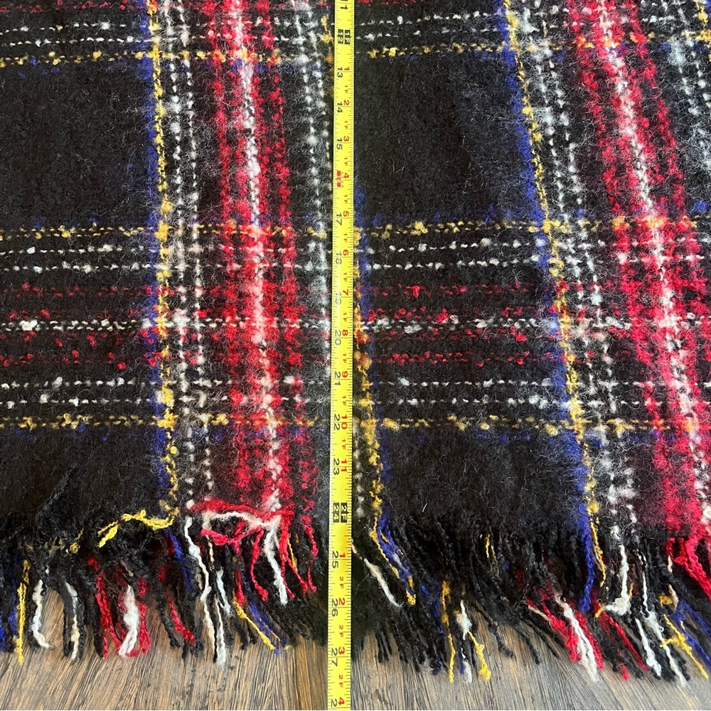 Harvé Benard Plaid Fringe Cape with Cowl Neck – One Size - Picture 6 of 8